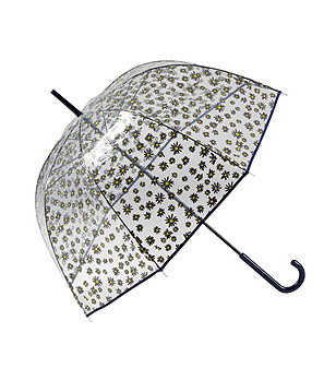 Прозрачен чадър на сиви цветя снимка