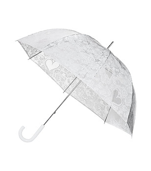 Прозрачен чадър с принт имитиращ дантела снимка