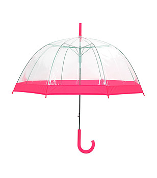 Прозрачен чадър с розов кант снимка