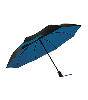 Сгъваем чадър в черно и синьо с UV защита снимка