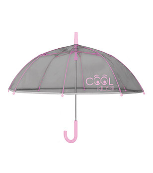 Детски чадър в сиво и розово със светлоотразителен кант снимка