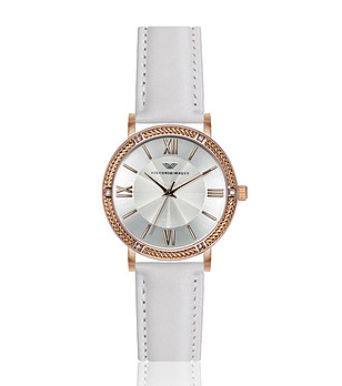 Дамски часовник в розовозлатисто с бяла каишка Tera снимка