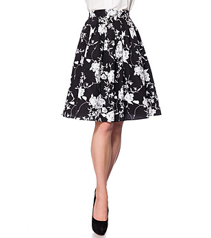 Черна памучна пола с флорален бял принт Ginny снимка