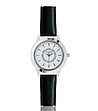 Дамски часовник в сребристо с черна кожена каишка Olivia Mini-0 снимка