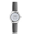 Дамски часовник в сребристо със сива кожена каишка Olivia Mini-0 снимка