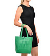 Дамска кожена чанта в зелено Fiona-0 снимка