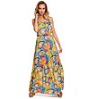 Дълга многоцветна рокля с ефектен принт Irem-0 снимка