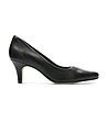 Черни дамски кожени обувки на ток Isidora за широко стъпало-0 снимка