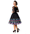 Ефектна рокля в черно с флорални бродерии Lucille-1 снимка