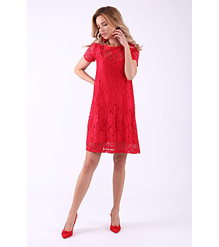 Дантелена червена рокля Alenia снимка