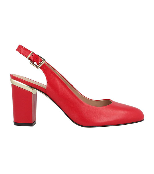 Червени дамски кожени обувки с отворена пета Zina снимка