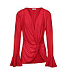 Червена дамска блуза с ефектно преплитане Olena-1 снимка