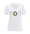 Памучна бяла дамска тениска You-1 снимка