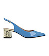 Сини лачени кожени обувки с ефектен ток Solena-0 снимка