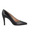 Черни дамски обувки от естествена кожа на ток Zaria-0 снимка