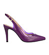 Дамски кожени лилави обувки с отворена пета Elina-0 снимка
