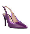 Дамски кожени лилави обувки с отворена пета Elina-1 снимка
