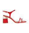 Червени дамски сандали от естествена кожа с ефектен ток Lia-0 снимка