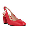 Червени дамски кожени обувки с отворена пета Zina-1 снимка