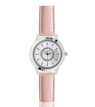 Сребрист дамски часовник с розова каишка Olivia снимка