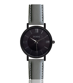 Черен дамски часовник със сива каишка Stella снимка