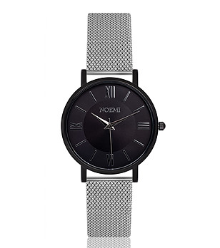 Черен дамски часовник със сребриста верижка Stella снимка