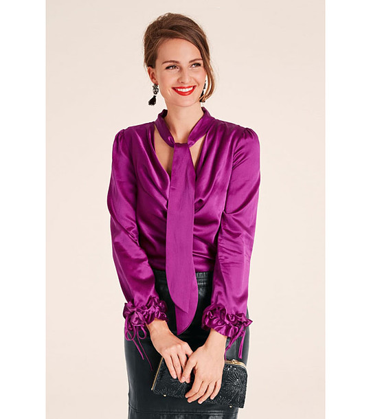 Дамска блуза в циклама от памук и коприна Kimberley снимка