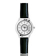 Дамски сребрист часовник с черна кожена каишка Olivia-0 снимка