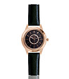 Розовозлатист дамски часовник с кожена черна каишка Olivia-0 снимка