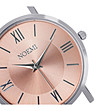 Дамски часовник в сребристо и розовозлатисто с каишка в цвят мока  Stellа-1 снимка