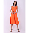 Оранжева рокля Riley с текстилен колан с катарама -0 снимка