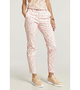 Дамски памучен панталон в розово и бяло Kanira за ръст 160-175 см снимка