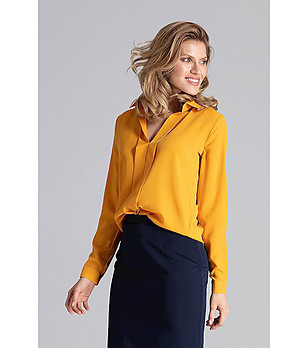 Дамска блуза Abbie в цвят горчица снимка