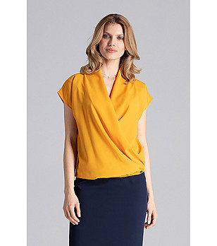 Елегантна дамска блуза в цвят горчица Della снимка