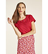 Червена памучна дамска блуза с капси Sabina-0 снимка