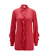 Червена дамска риза с къдрички Leslie-1 снимка