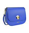 Синя дамска кожена чанта за рамо Zinera-0 снимка