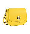 Жълта дамска кожена чанта за рамо Zinera-0 снимка