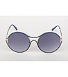 Кръгли дамски слънчеви очила със сини рамки-1 снимка