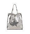 Сребриста кожена дамска чанта с несесер Star-0 снимка