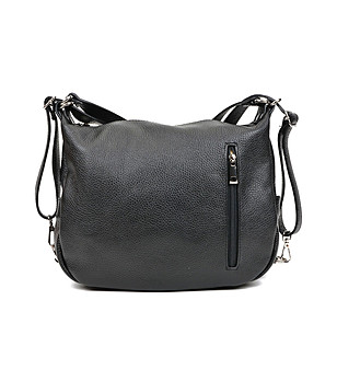 Дамска кожена чанта за рамо в черно Hestia снимка
