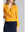 Елегантна дамска блуза Eileen в цвят горчица-4 снимка
