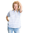 Светлосиня дамска памучна риза на бяло райе Lenka-0 снимка