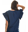 Тъмносиня дамска блуза с къдрички Folami-1 снимка