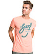 Памучна мъжка тениска Judikael в цвят праскова -0 снимка