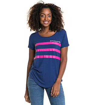 Дамска тениска в синьо и розово Edmi снимка