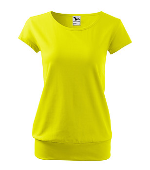 Дамска памучна тениска в жълт нюанс City снимка