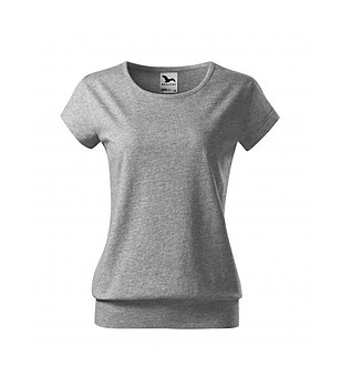 Дамска блуза с памук в сив меланж City снимка