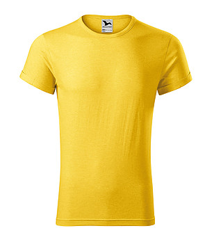 Вталена мъжка тениска в жълт меланж Tim снимка