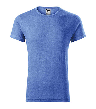 Вталена мъжка тениска в син меланж Tim снимка
